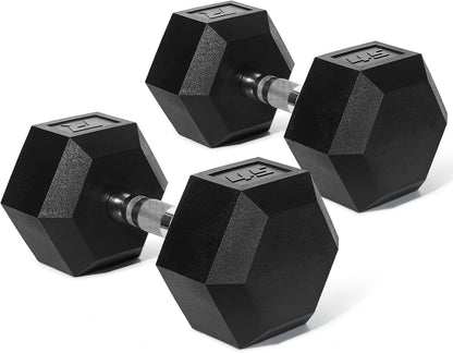 RitFit 5-650 LBS PVC Hex Dumbbell Sets with Optional Rack for Home Gym | PVC Coated Anti-Roll Hex Design, Chrome Handle with Ergonomic Grip, Full Body Strength Training with Optional Rack