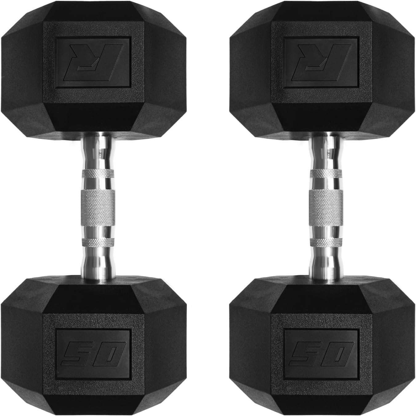 RitFit 5-650 LBS PVC Hex Dumbbell Sets with Optional Rack for Home Gym | PVC Coated Anti-Roll Hex Design, Chrome Handle with Ergonomic Grip, Full Body Strength Training with Optional Rack