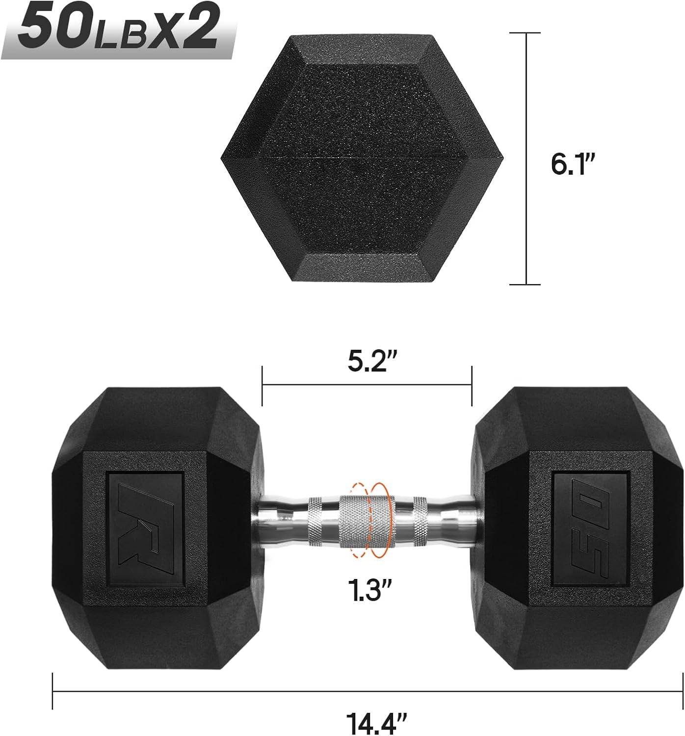 RitFit 5-650 LBS PVC Hex Dumbbell Sets with Optional Rack for Home Gym | PVC Coated Anti-Roll Hex Design, Chrome Handle with Ergonomic Grip, Full Body Strength Training with Optional Rack