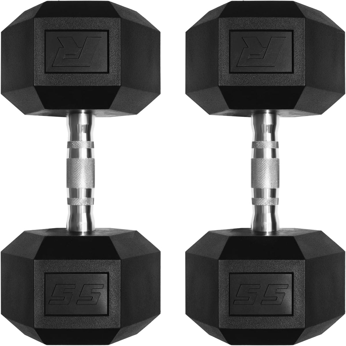 RitFit 5-650 LBS PVC Hex Dumbbell Sets with Optional Rack for Home Gym | PVC Coated Anti-Roll Hex Design, Chrome Handle with Ergonomic Grip, Full Body Strength Training with Optional Rack