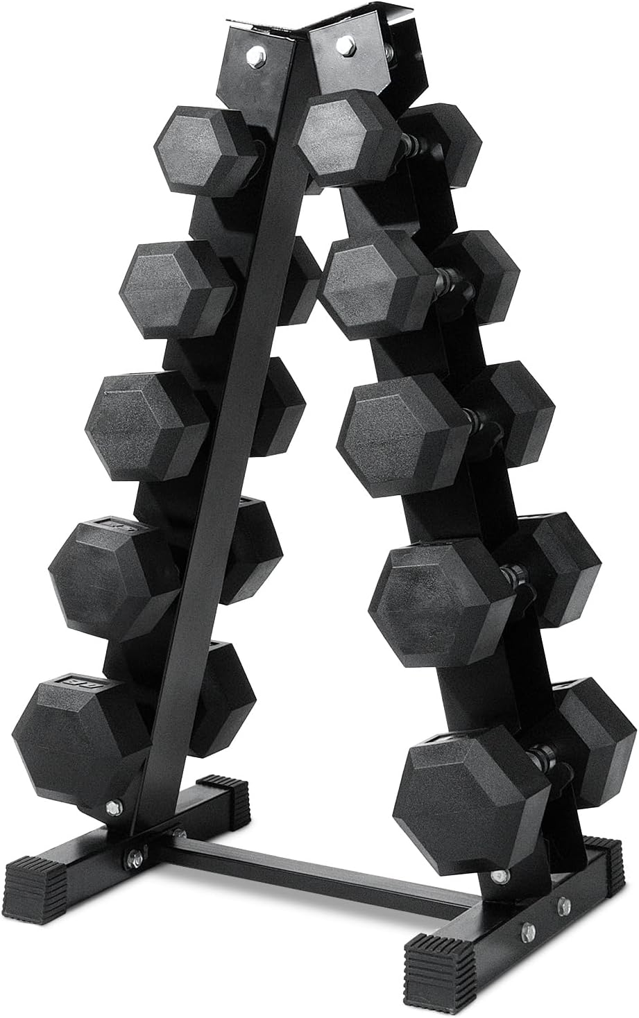 RitFit 5-650 LBS PVC Hex Dumbbell Sets with Optional Rack for Home Gym | PVC Coated Anti-Roll Hex Design, Chrome Handle with Ergonomic Grip, Full Body Strength Training with Optional Rack