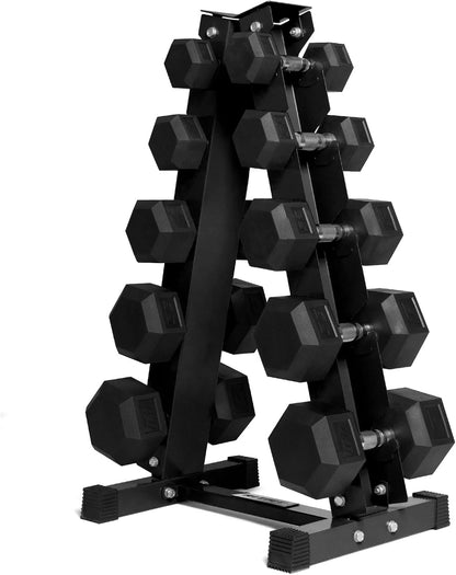 RitFit 5-650 LBS PVC Hex Dumbbell Sets with Optional Rack for Home Gym | PVC Coated Anti-Roll Hex Design, Chrome Handle with Ergonomic Grip, Full Body Strength Training with Optional Rack
