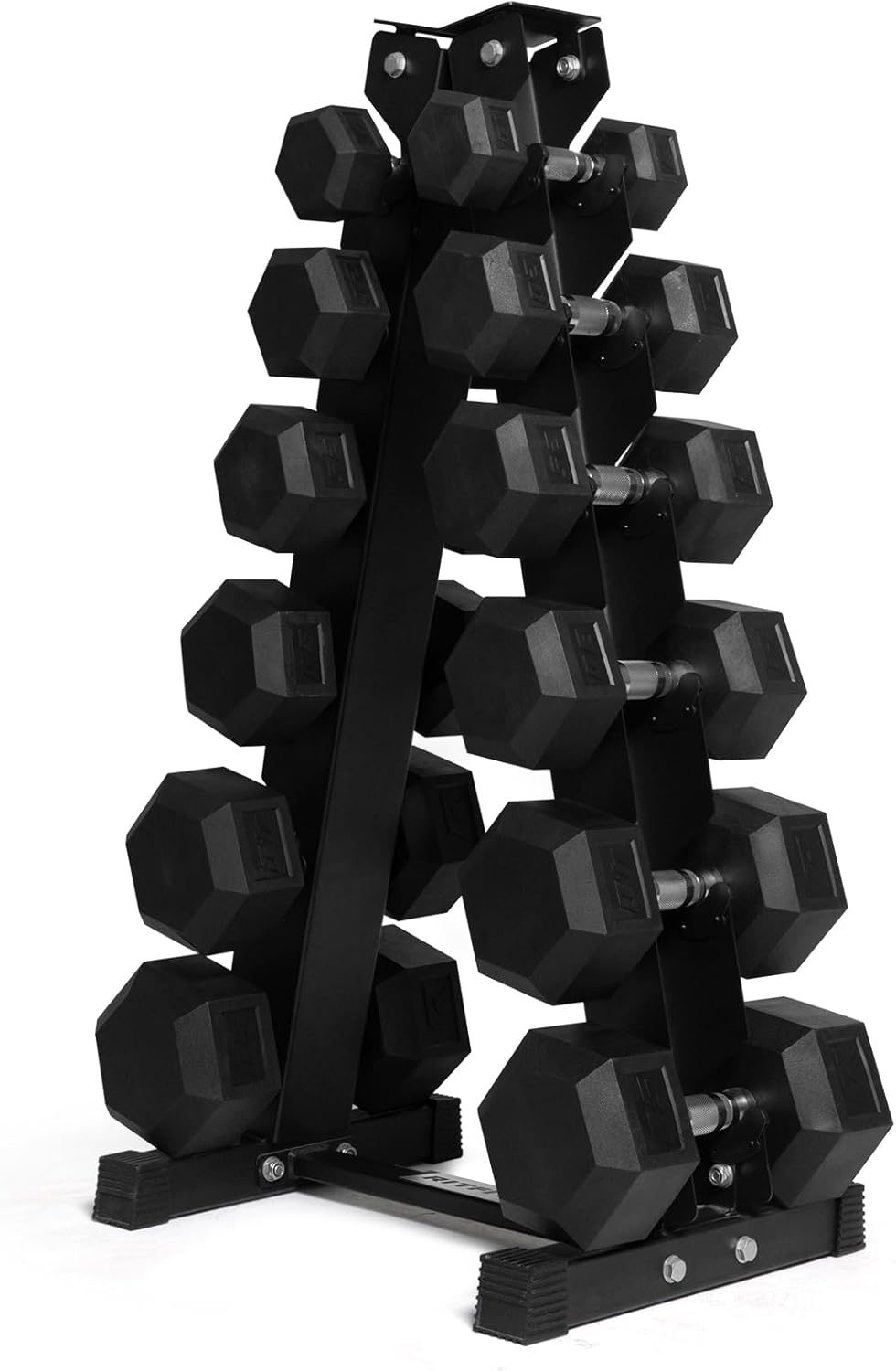 RitFit 5-650 LBS PVC Hex Dumbbell Sets with Optional Rack for Home Gym | PVC Coated Anti-Roll Hex Design, Chrome Handle with Ergonomic Grip, Full Body Strength Training with Optional Rack