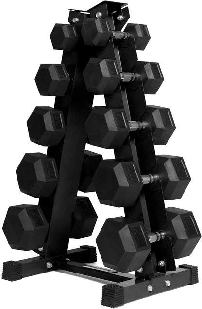 RitFit 5-650 LBS PVC Hex Dumbbell Sets with Optional Rack for Home Gym | PVC Coated Anti-Roll Hex Design, Chrome Handle with Ergonomic Grip, Full Body Strength Training with Optional Rack