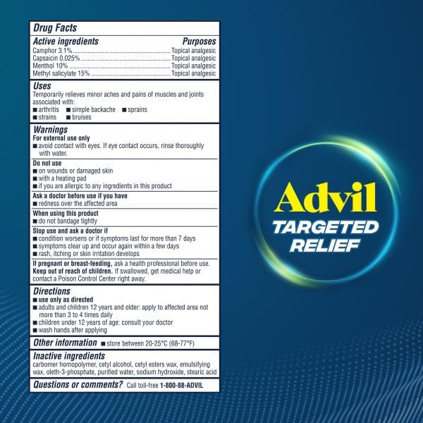Advil Targeted Relief Cream, Ibuprofen, 2.5 oz + Massager