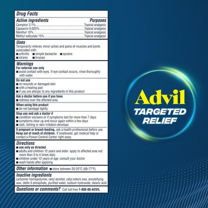 Advil Targeted Relief Cream, Ibuprofen, 2.5 oz + Massager