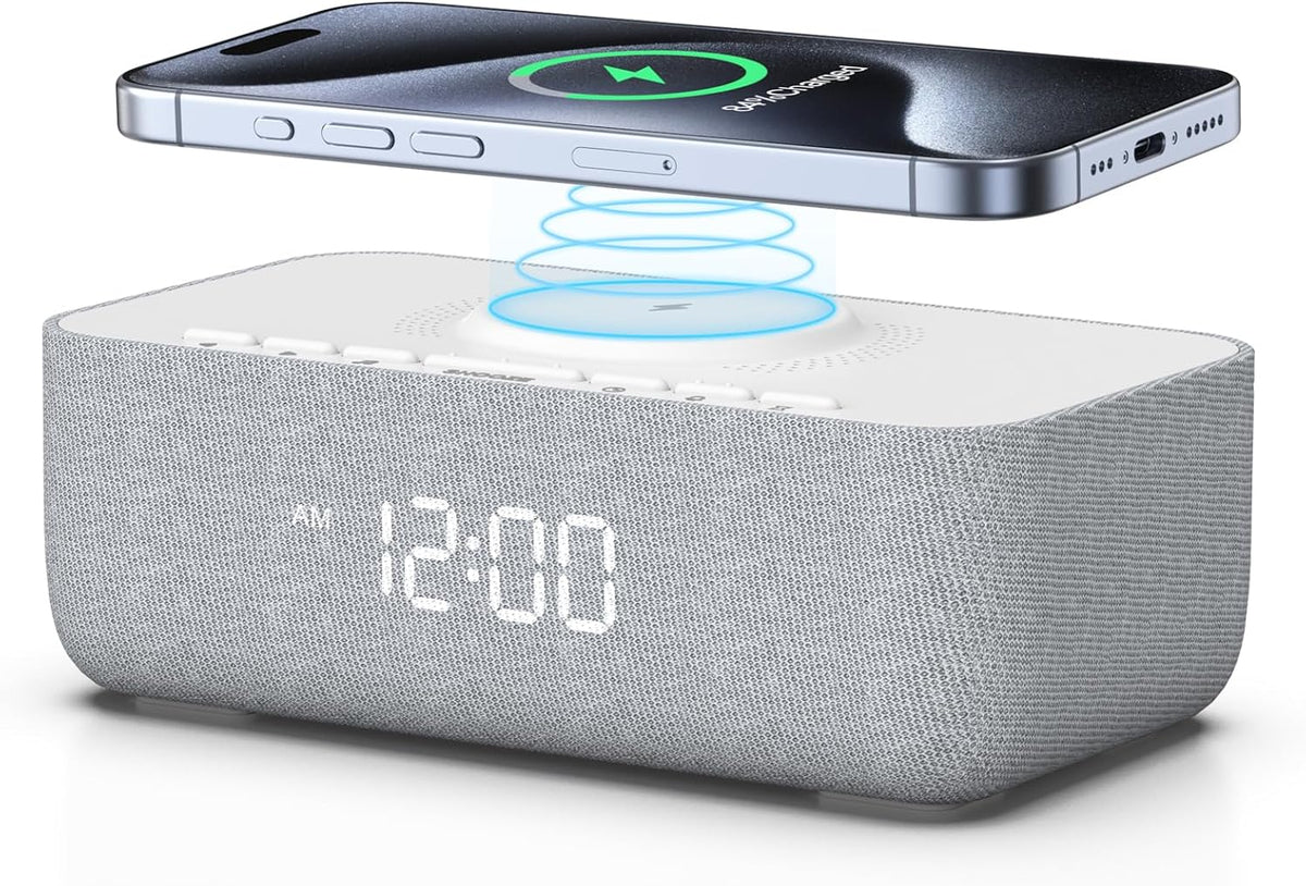 15W Magnetic Wireless Charging Alarm Clock with White Noise Machine