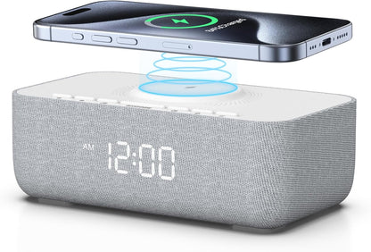 15W Magnetic Wireless Charging Alarm Clock with White Noise Machine