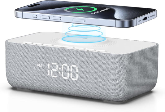 15W Magnetic Wireless Charging Alarm Clock with White Noise Machine