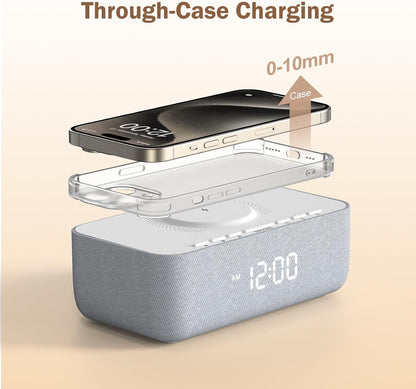 15W Magnetic Wireless Charging Alarm Clock with White Noise Machine