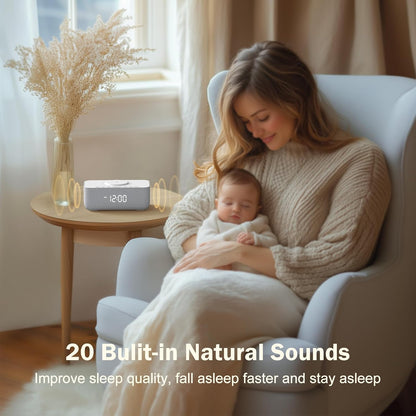 15W Magnetic Wireless Charging Alarm Clock with White Noise Machine