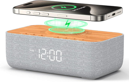15W Magnetic Wireless Charging Alarm Clock with White Noise Machine