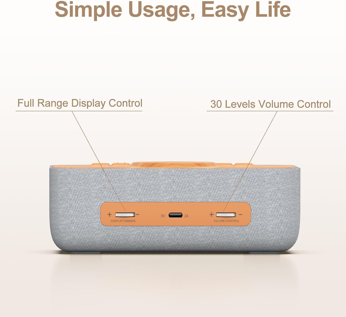 15W Magnetic Wireless Charging Alarm Clock with White Noise Machine