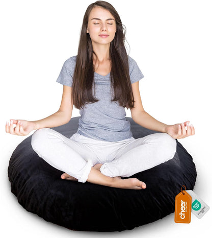 Meditation Cushion - Ergonomic Floor Pillow, Yoga Pillow with Buckwheat Filling, Zafu Meditation Cushion, Comfort & Meditation Posture Support