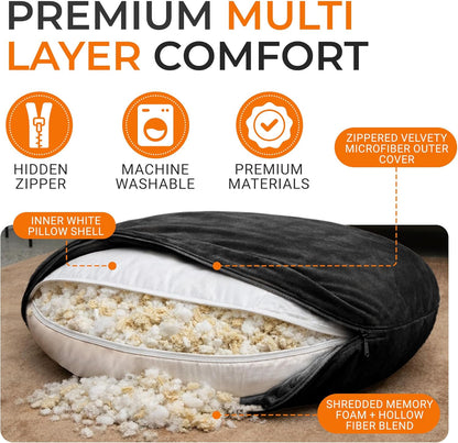 Meditation Cushion - Ergonomic Floor Pillow, Yoga Pillow with Buckwheat Filling, Zafu Meditation Cushion, Comfort & Meditation Posture Support