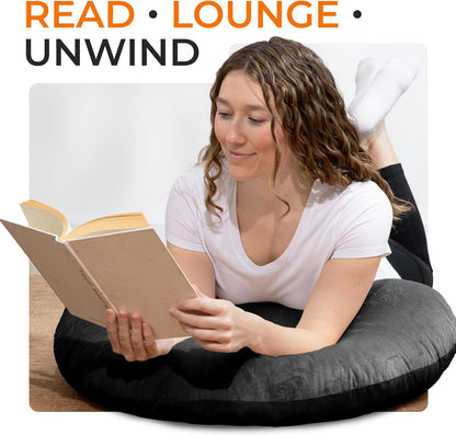Meditation Cushion - Ergonomic Floor Pillow, Yoga Pillow with Buckwheat Filling, Zafu Meditation Cushion, Comfort & Meditation Posture Support