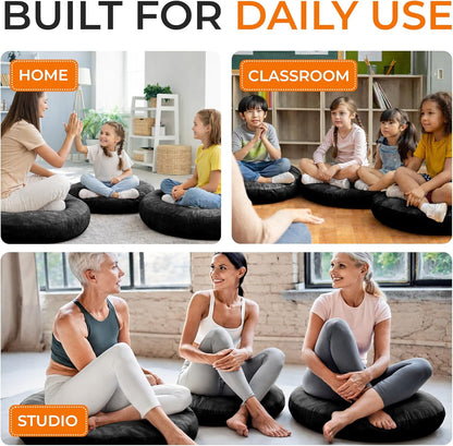 Meditation Cushion - Ergonomic Floor Pillow, Yoga Pillow with Buckwheat Filling, Zafu Meditation Cushion, Comfort & Meditation Posture Support