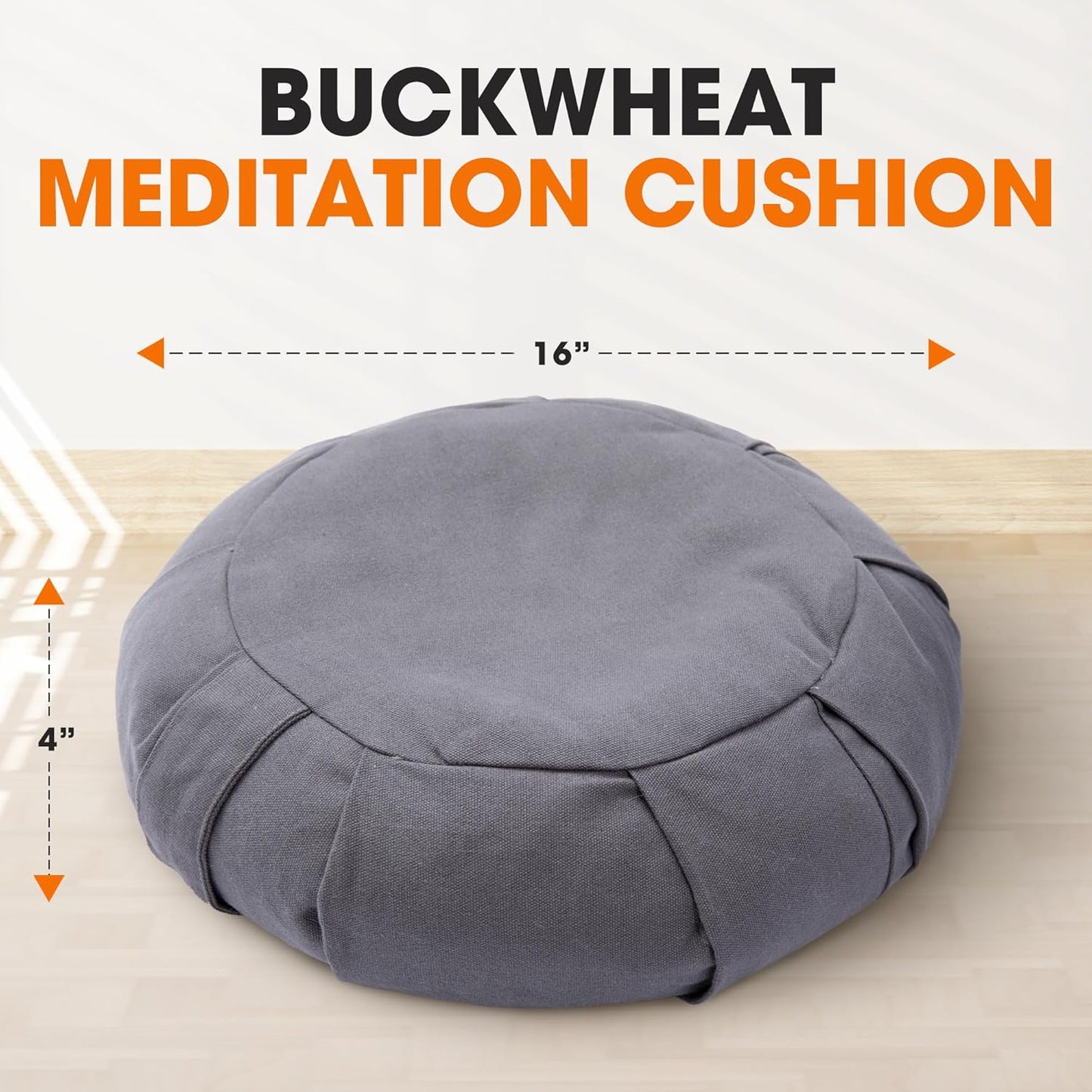 Meditation Cushion - Ergonomic Floor Pillow, Yoga Pillow with Buckwheat Filling, Zafu Meditation Cushion, Comfort & Meditation Posture Support