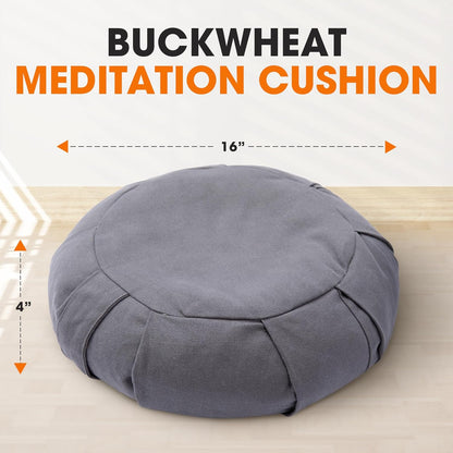 Meditation Cushion - Ergonomic Floor Pillow, Yoga Pillow with Buckwheat Filling, Zafu Meditation Cushion, Comfort & Meditation Posture Support