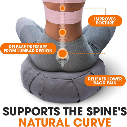 Meditation Cushion - Ergonomic Floor Pillow, Yoga Pillow with Buckwheat Filling, Zafu Meditation Cushion, Comfort & Meditation Posture Support