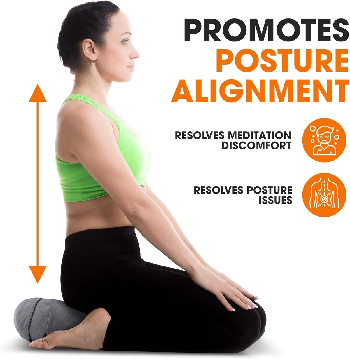 Meditation Cushion - Ergonomic Floor Pillow, Yoga Pillow with Buckwheat Filling, Zafu Meditation Cushion, Comfort & Meditation Posture Support