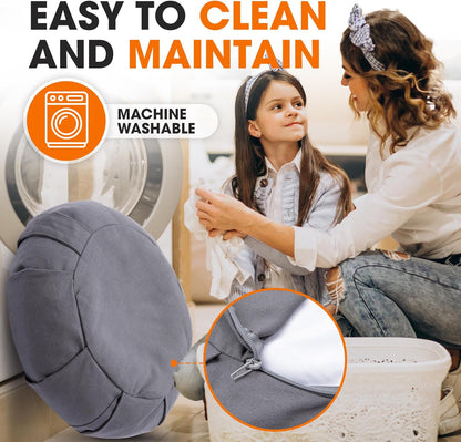 Meditation Cushion - Ergonomic Floor Pillow, Yoga Pillow with Buckwheat Filling, Zafu Meditation Cushion, Comfort & Meditation Posture Support