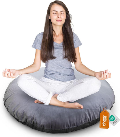 Meditation Cushion - Ergonomic Floor Pillow, Yoga Pillow with Buckwheat Filling, Zafu Meditation Cushion, Comfort & Meditation Posture Support