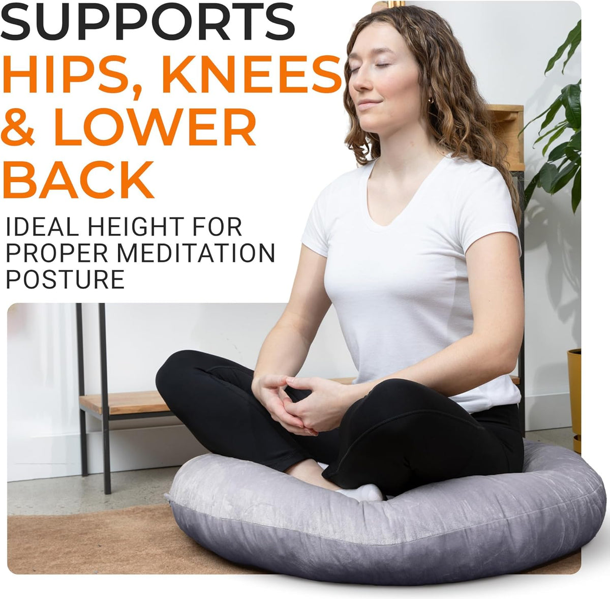 Meditation Cushion - Ergonomic Floor Pillow, Yoga Pillow with Buckwheat Filling, Zafu Meditation Cushion, Comfort & Meditation Posture Support