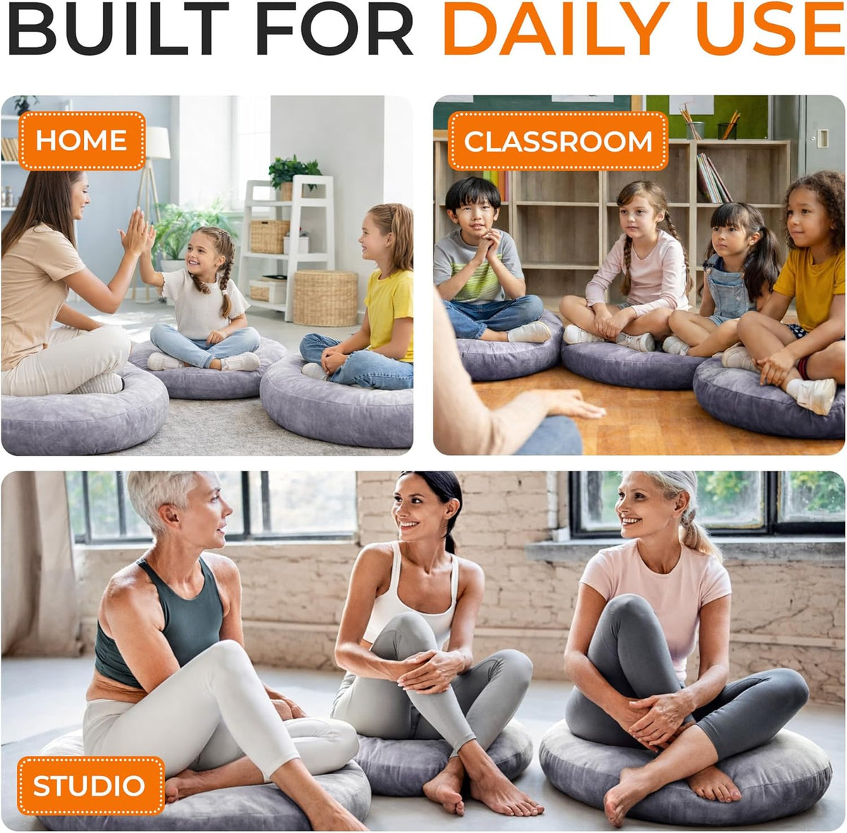 Meditation Cushion - Ergonomic Floor Pillow, Yoga Pillow with Buckwheat Filling, Zafu Meditation Cushion, Comfort & Meditation Posture Support
