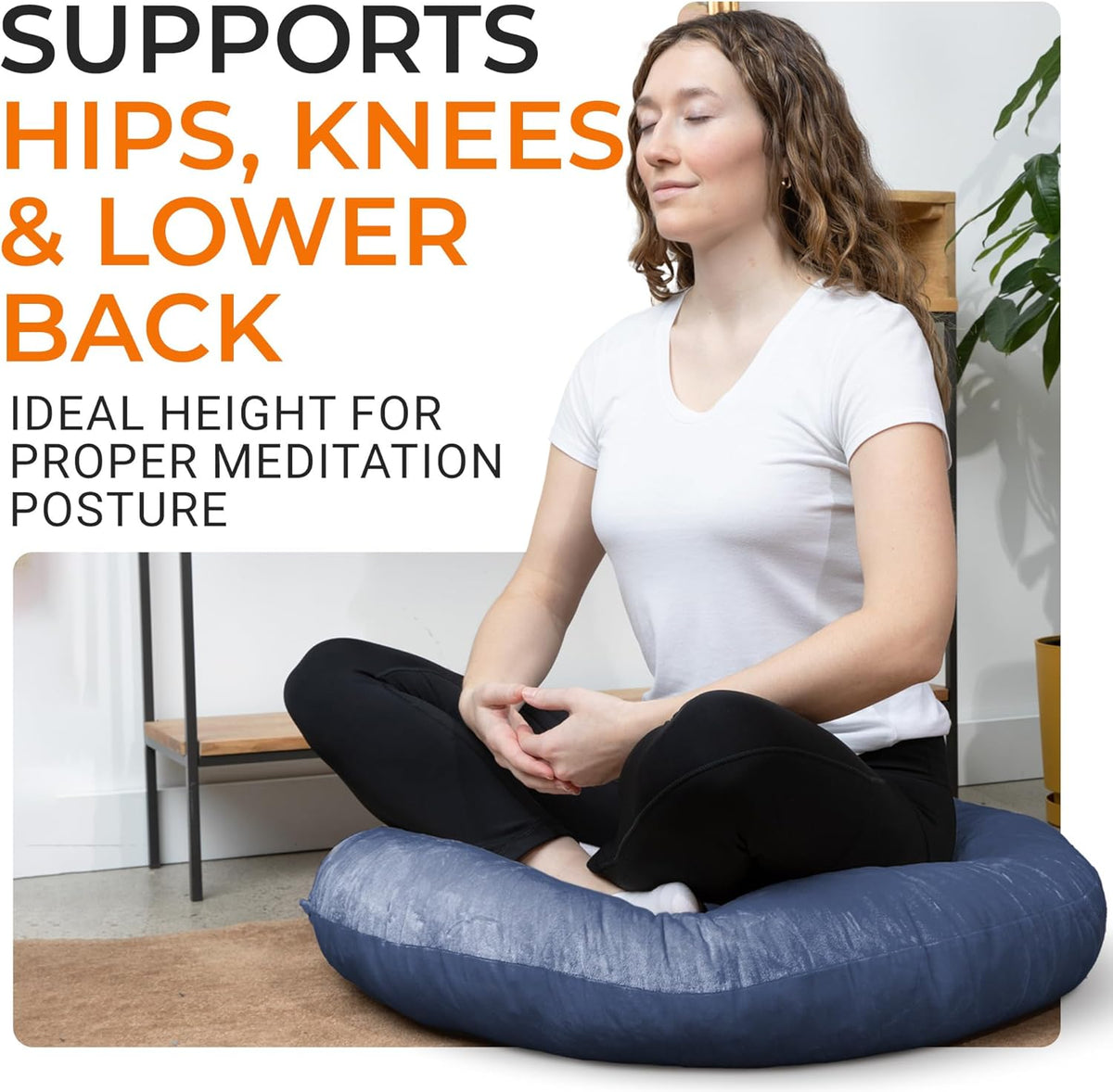 Meditation Cushion - Ergonomic Floor Pillow, Yoga Pillow with Buckwheat Filling, Zafu Meditation Cushion, Comfort & Meditation Posture Support