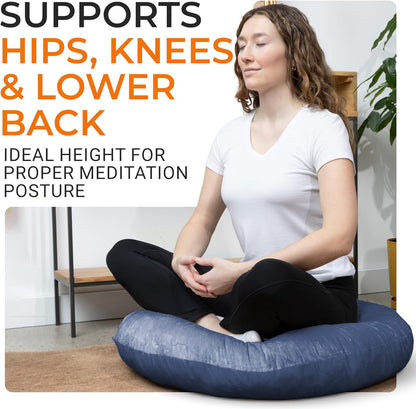 Meditation Cushion - Ergonomic Floor Pillow, Yoga Pillow with Buckwheat Filling, Zafu Meditation Cushion, Comfort & Meditation Posture Support