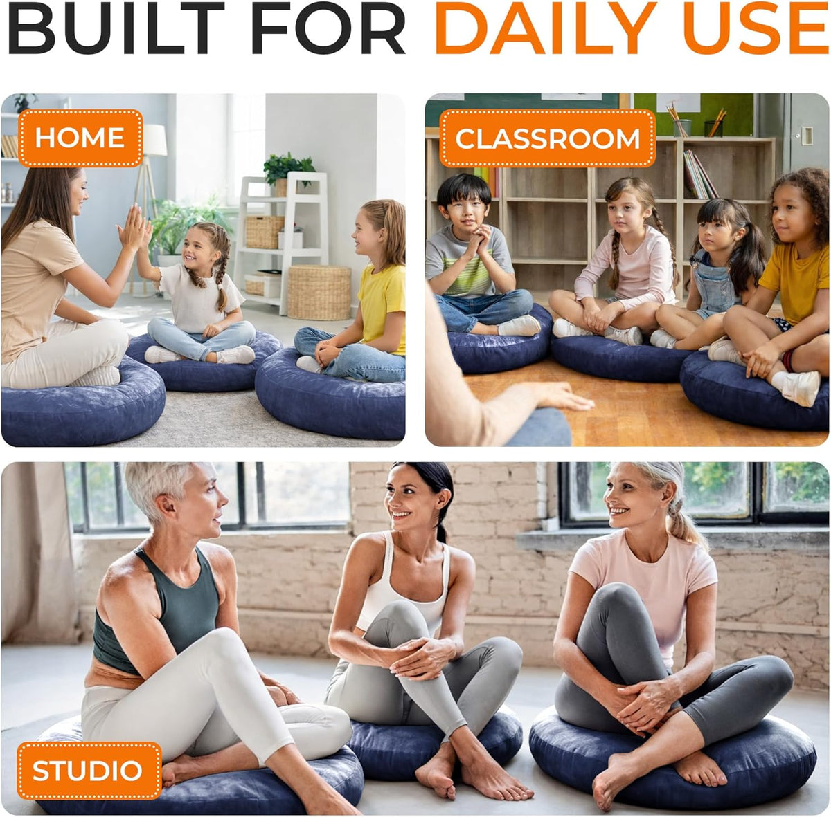 Meditation Cushion - Ergonomic Floor Pillow, Yoga Pillow with Buckwheat Filling, Zafu Meditation Cushion, Comfort & Meditation Posture Support