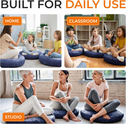 Meditation Cushion - Ergonomic Floor Pillow, Yoga Pillow with Buckwheat Filling, Zafu Meditation Cushion, Comfort & Meditation Posture Support
