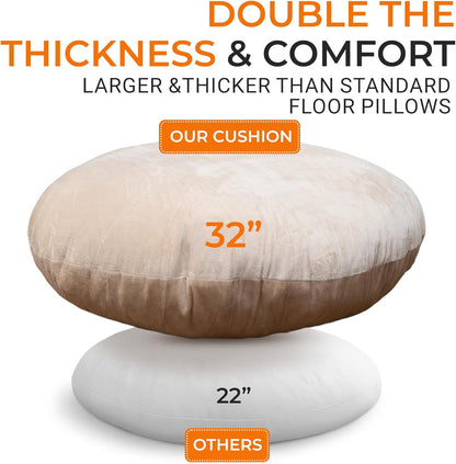 Meditation Cushion - Ergonomic Floor Pillow, Yoga Pillow with Buckwheat Filling, Zafu Meditation Cushion, Comfort & Meditation Posture Support