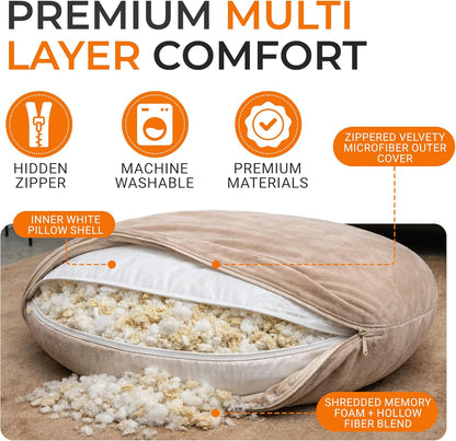 Meditation Cushion - Ergonomic Floor Pillow, Yoga Pillow with Buckwheat Filling, Zafu Meditation Cushion, Comfort & Meditation Posture Support