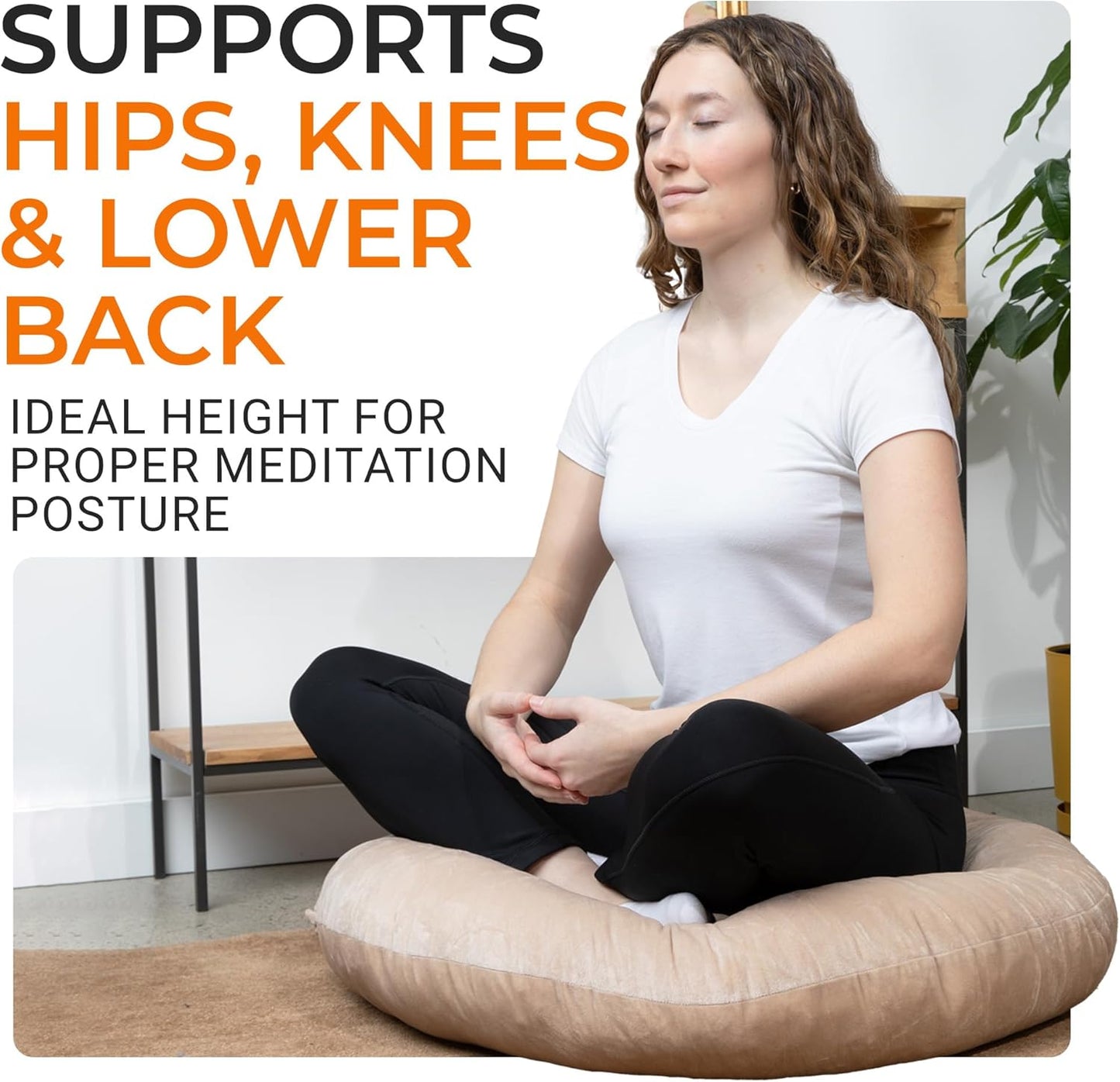 Meditation Cushion - Ergonomic Floor Pillow, Yoga Pillow with Buckwheat Filling, Zafu Meditation Cushion, Comfort & Meditation Posture Support