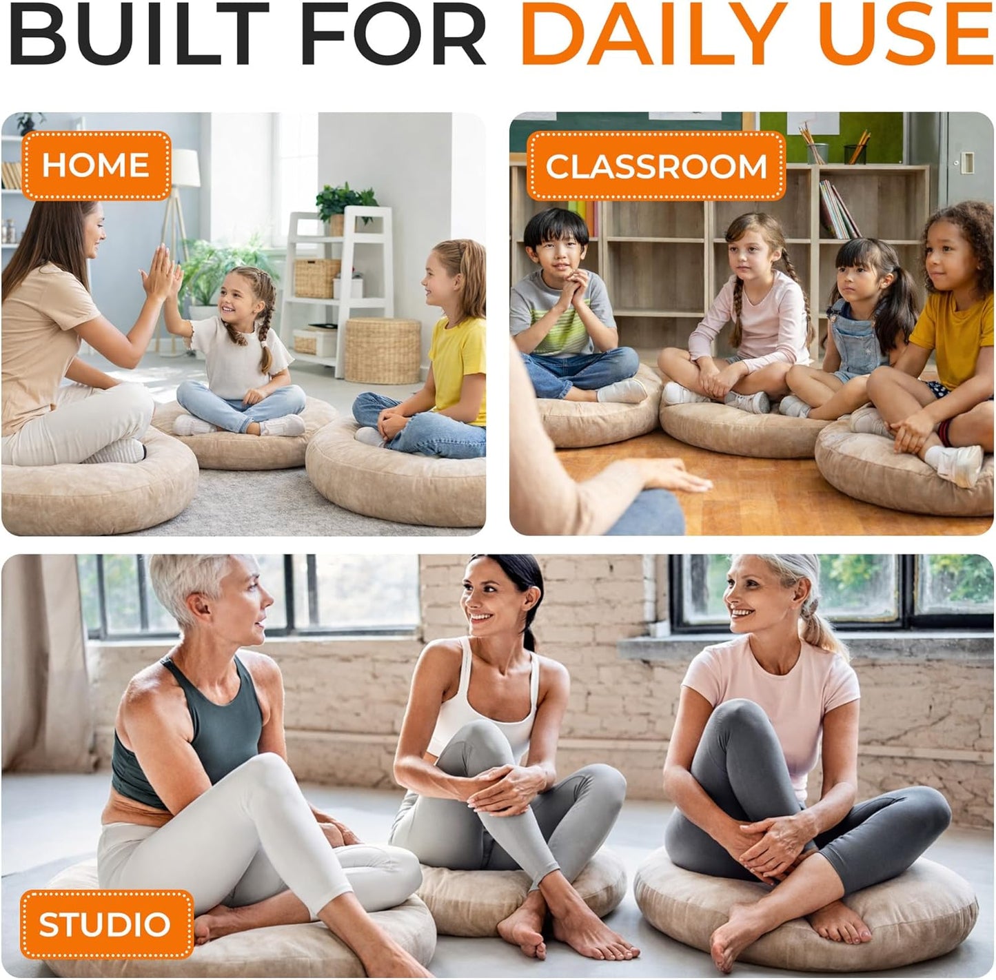 Meditation Cushion - Ergonomic Floor Pillow, Yoga Pillow with Buckwheat Filling, Zafu Meditation Cushion, Comfort & Meditation Posture Support