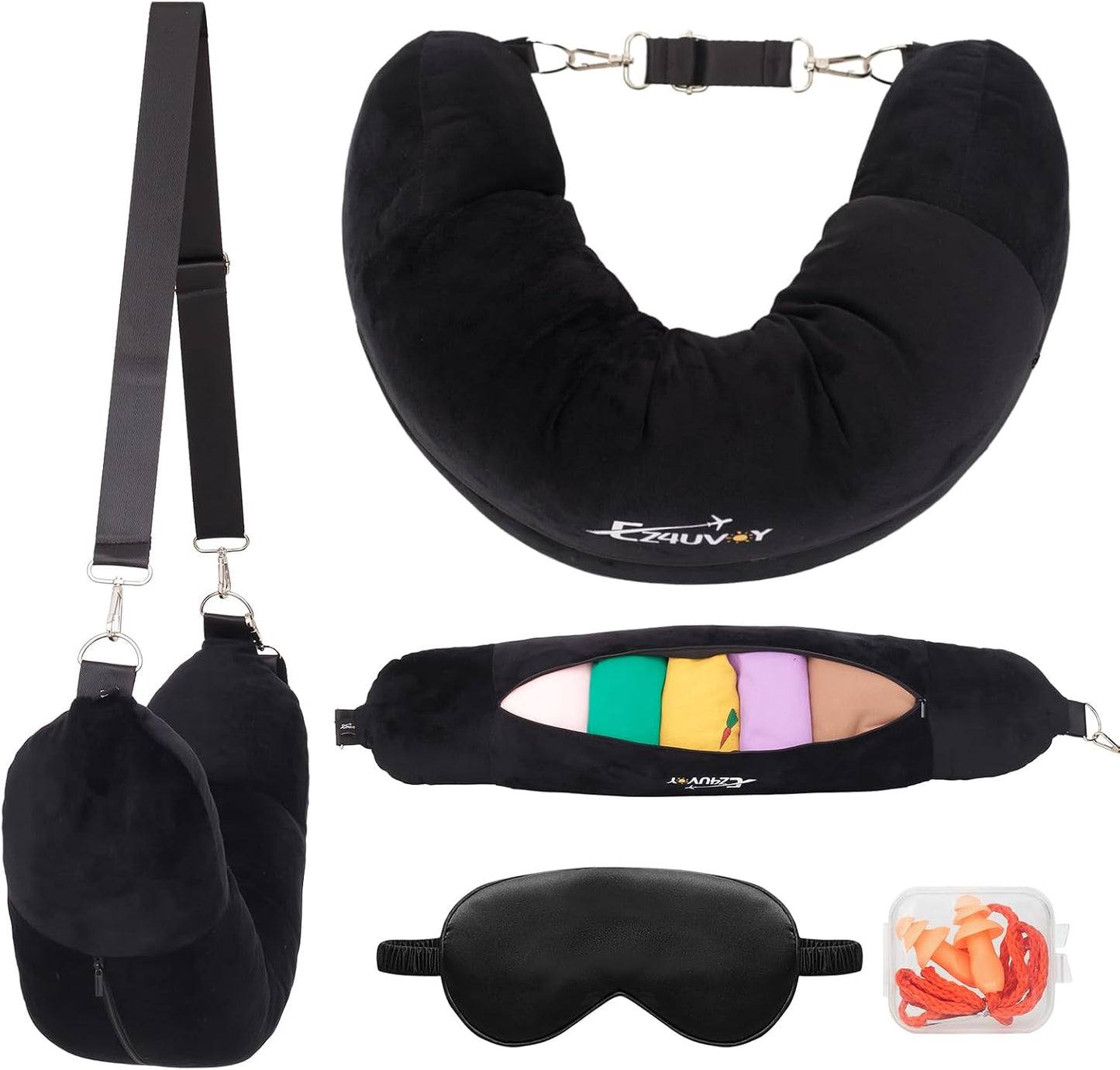 Travel Neck Pillow Stuffable with Clothes, Stuffable Travel Pillow