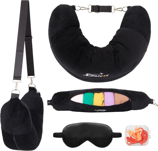 Travel Neck Pillow Stuffable with Clothes, Stuffable Travel Pillow