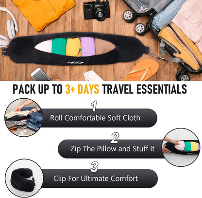 Travel Neck Pillow Stuffable with Clothes, Stuffable Travel Pillow