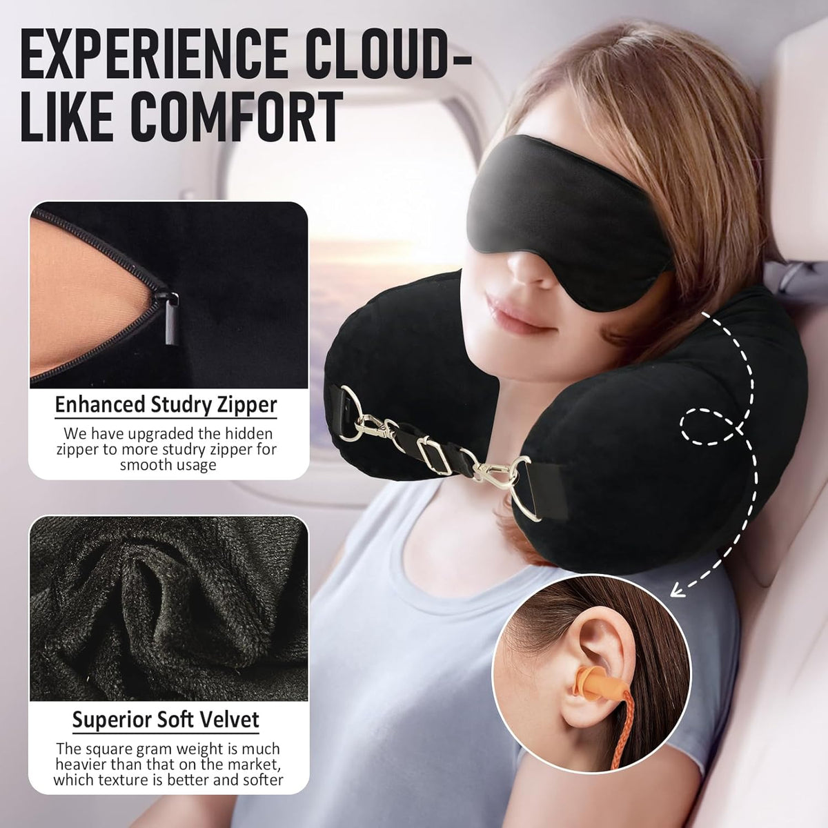 Travel Neck Pillow Stuffable with Clothes, Stuffable Travel Pillow