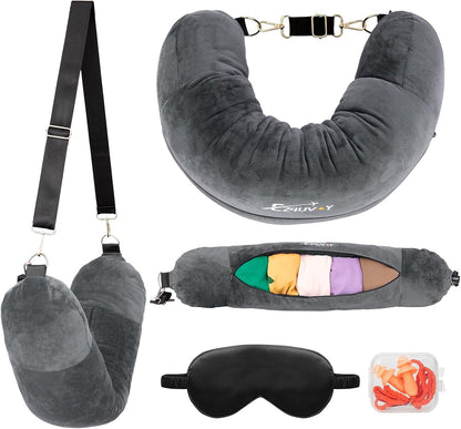 Travel Neck Pillow Stuffable with Clothes, Stuffable Travel Pillow