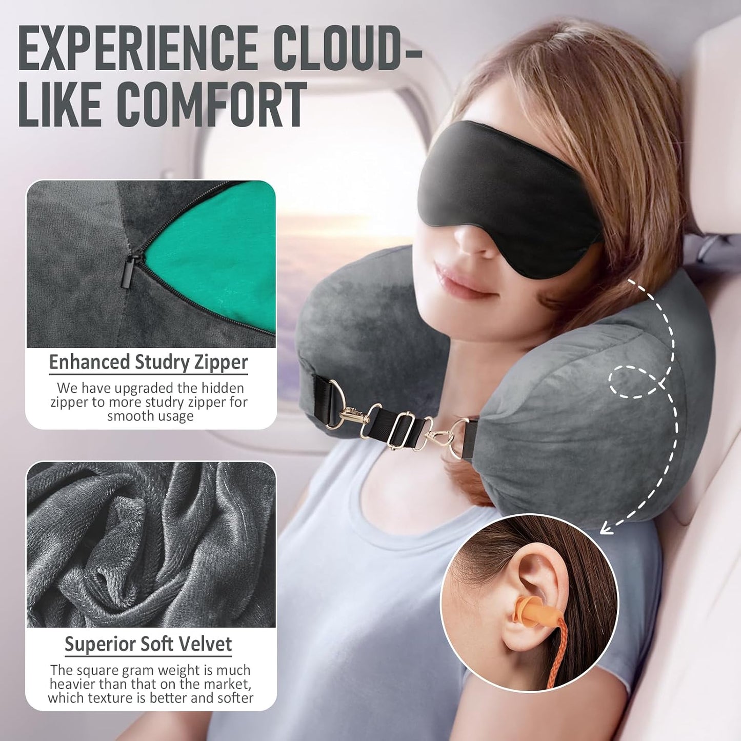 Travel Neck Pillow Stuffable with Clothes, Stuffable Travel Pillow