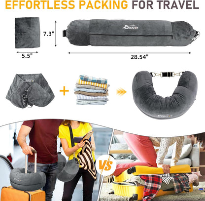 Travel Neck Pillow Stuffable with Clothes, Stuffable Travel Pillow