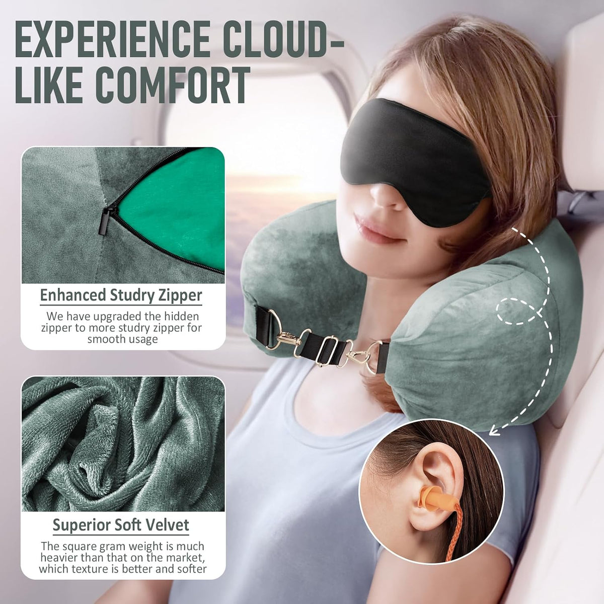 Travel Neck Pillow Stuffable with Clothes, Stuffable Travel Pillow