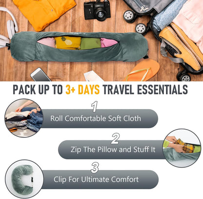 Travel Neck Pillow Stuffable with Clothes, Stuffable Travel Pillow