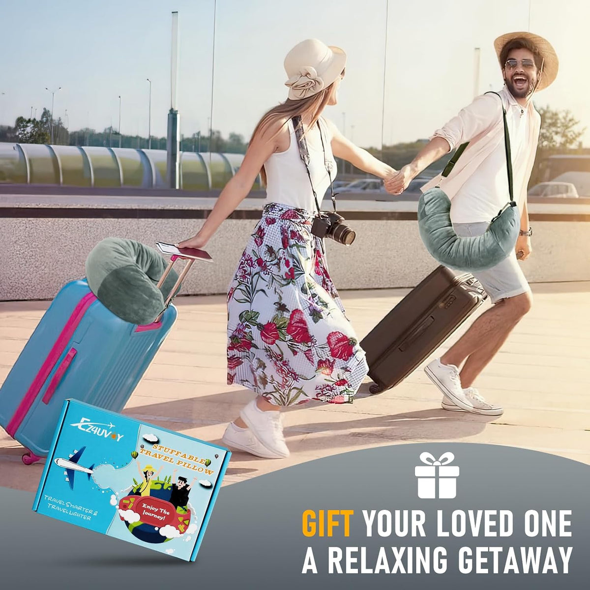 Travel Neck Pillow Stuffable with Clothes, Stuffable Travel Pillow