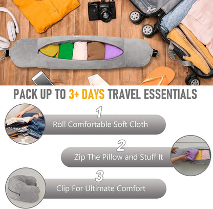 Travel Neck Pillow Stuffable with Clothes, Stuffable Travel Pillow