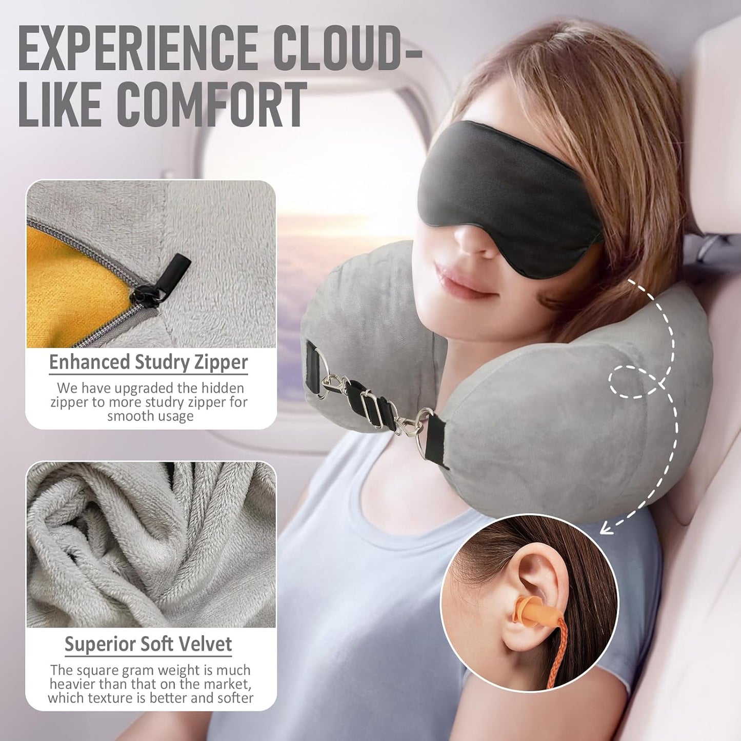 Travel Neck Pillow Stuffable with Clothes, Stuffable Travel Pillow