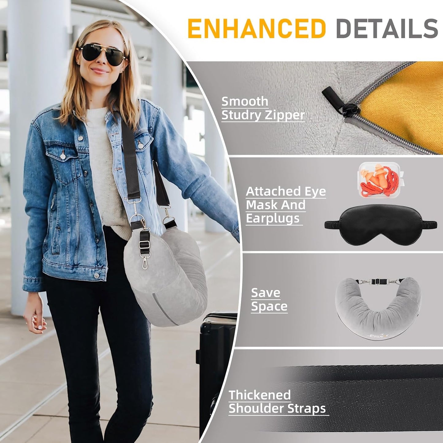Travel Neck Pillow Stuffable with Clothes, Stuffable Travel Pillow